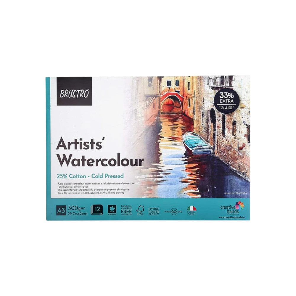Brustro Watercolour Pad - 25% Cotton - Cold Pressed - 200/300 GSM